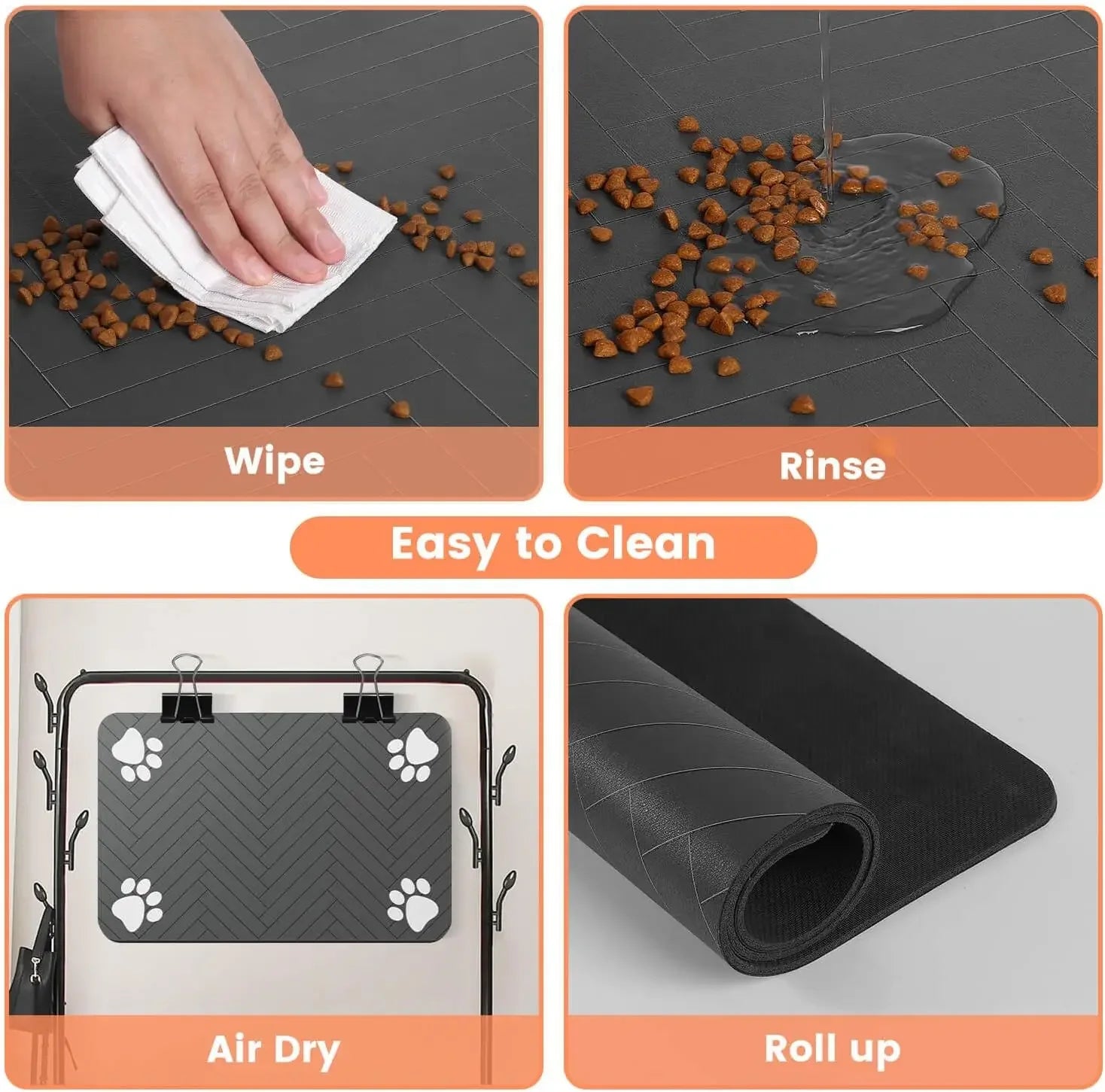 S(little kitten )、M、L bsorbent Pet Feeding Mat, Waterproof Placemat for Dog & Cat Food & Water Bowls, Quick-Dry Rubber Backing