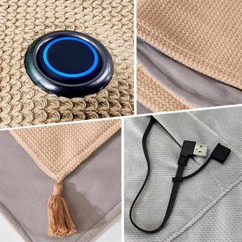 USB Electric Heated Blanket Shawl for Office ,3 Heating Levels Fleece Heated Mat Household Wearable Body Warmer Blanket Washable