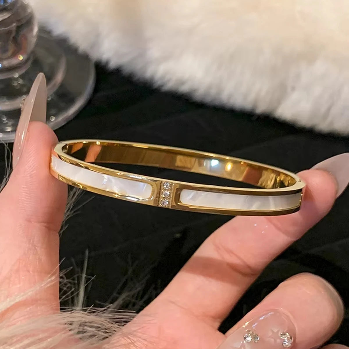 1pc Titanium Steel Gold Bracelet