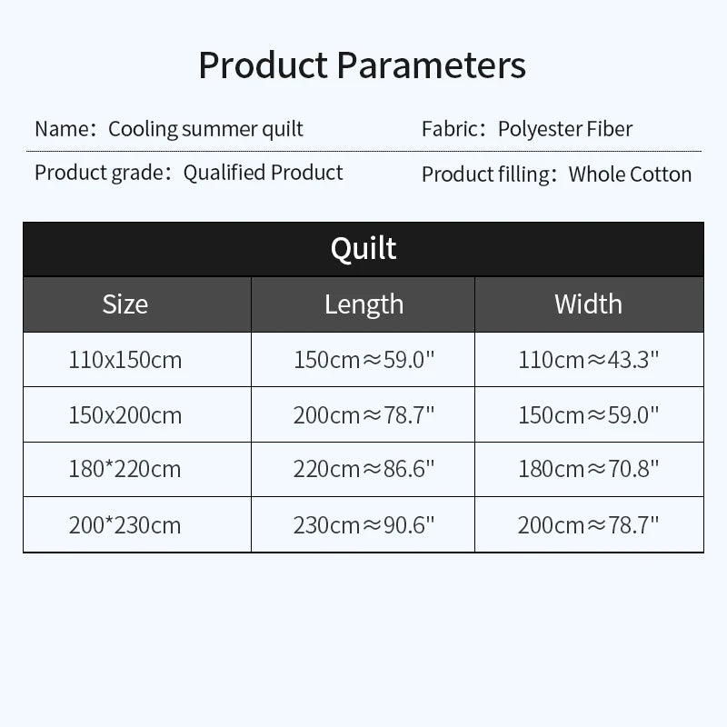 2025 New Japanese Polyester Cotton Lightweight Cool Quilted Summer Quilt Skin-Friendly Washable Solid Color Light Luxury Style