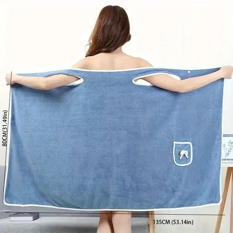 1pc Wearable Bath Towel Bowknot Coral Velvet Bath Skirt For Adults Water Absorption Quick Drying Bath Towel