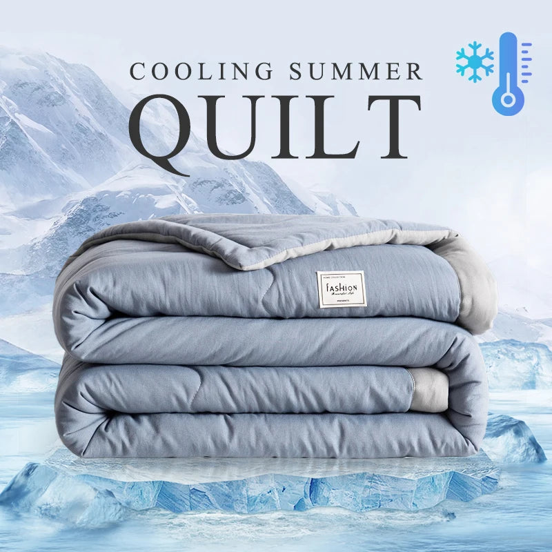 2025 New Japanese Polyester Cotton Lightweight Cool Quilted Summer Quilt Skin-Friendly Washable Solid Color Light Luxury Style