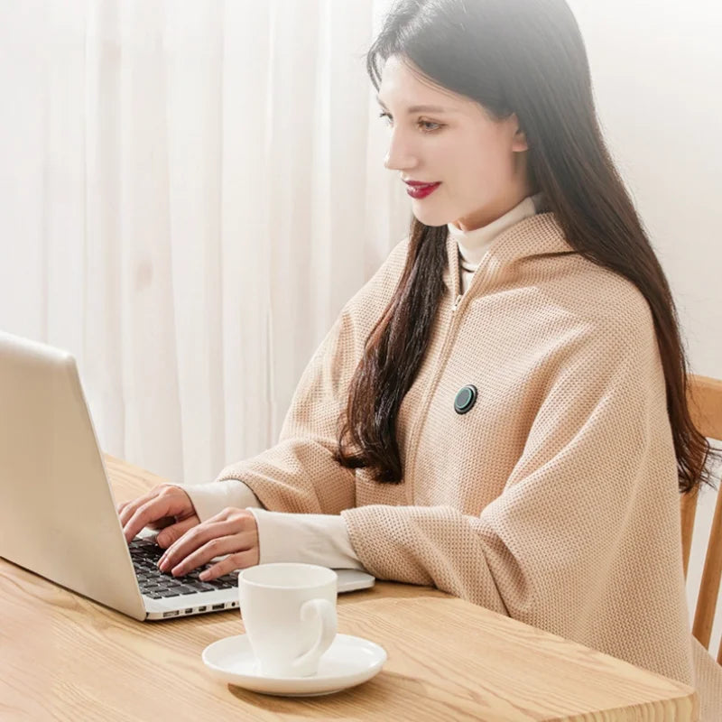 USB Electric Heated Blanket Shawl for Office ,3 Heating Levels Fleece Heated Mat Household Wearable Body Warmer Blanket Washable