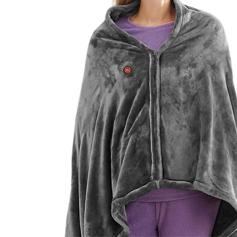 USB Electric Heated Blanket Shawl for Office ,3 Heating Levels Fleece Heated Mat Household Wearable Body Warmer Blanket Washable