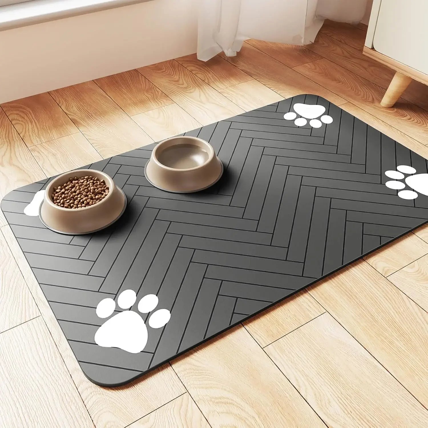 S(little kitten )、M、L bsorbent Pet Feeding Mat, Waterproof Placemat for Dog & Cat Food & Water Bowls, Quick-Dry Rubber Backing