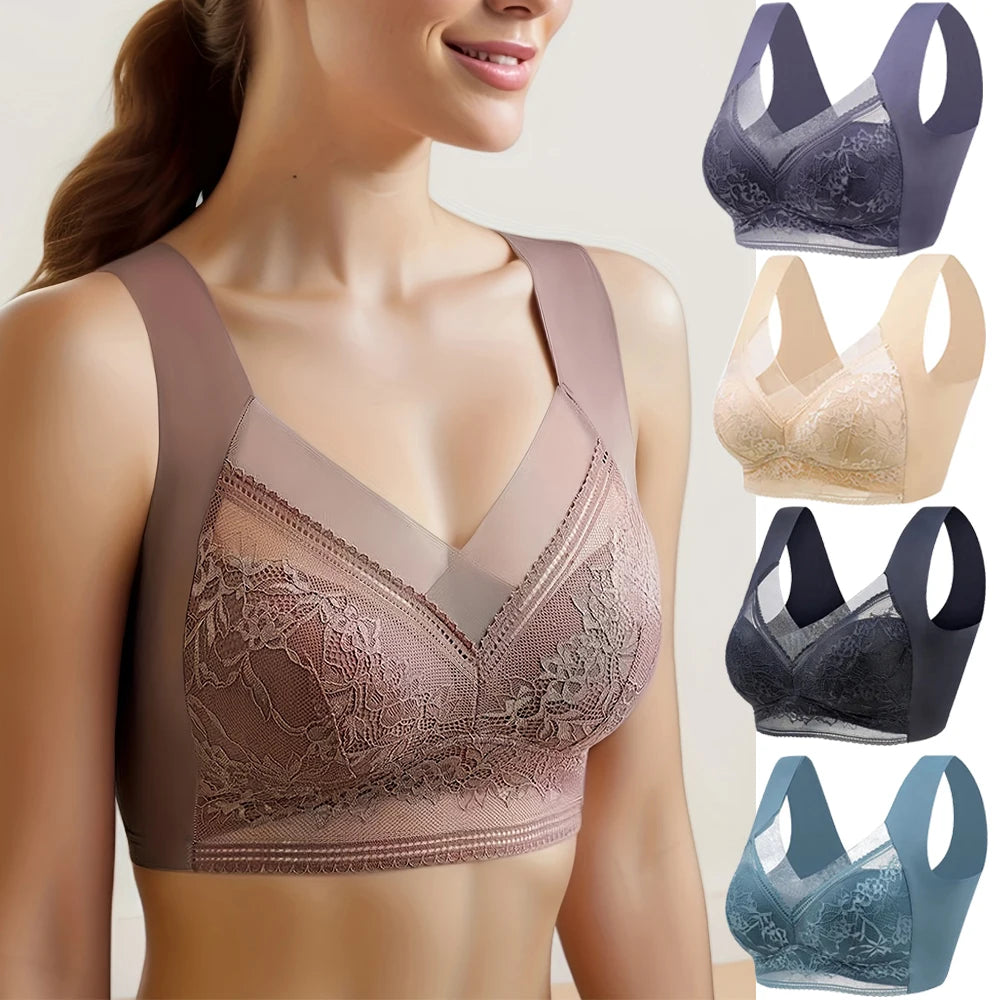 L-6L Women Large Bra Push Up Ice Silk Seamless