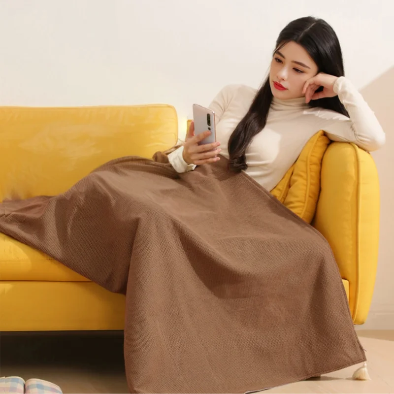 USB Electric Heated Blanket Shawl for Office ，3 Heating Levels Fleece Heated Mat Household Wearable Body Warmer Blanket Washable