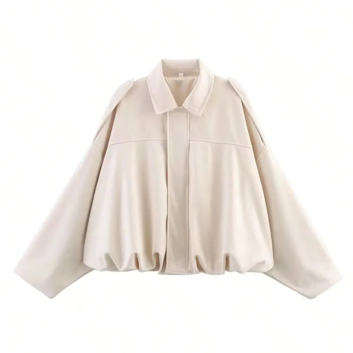 TRAFZA Women Brown Green Suede Jacket Loose Casual Bomber Coat