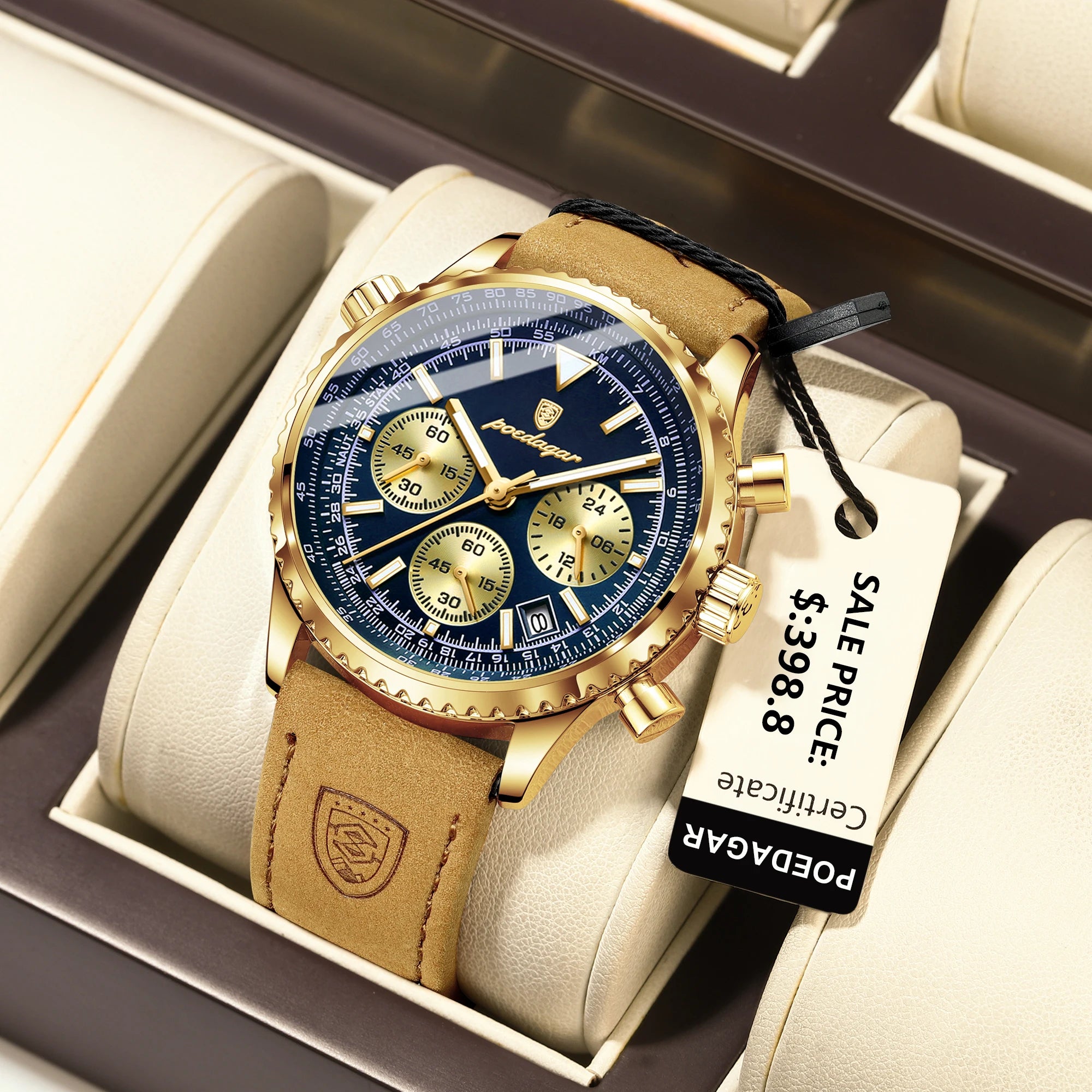 POEDAGAR Luxury Man Watch Quartz Waterproof