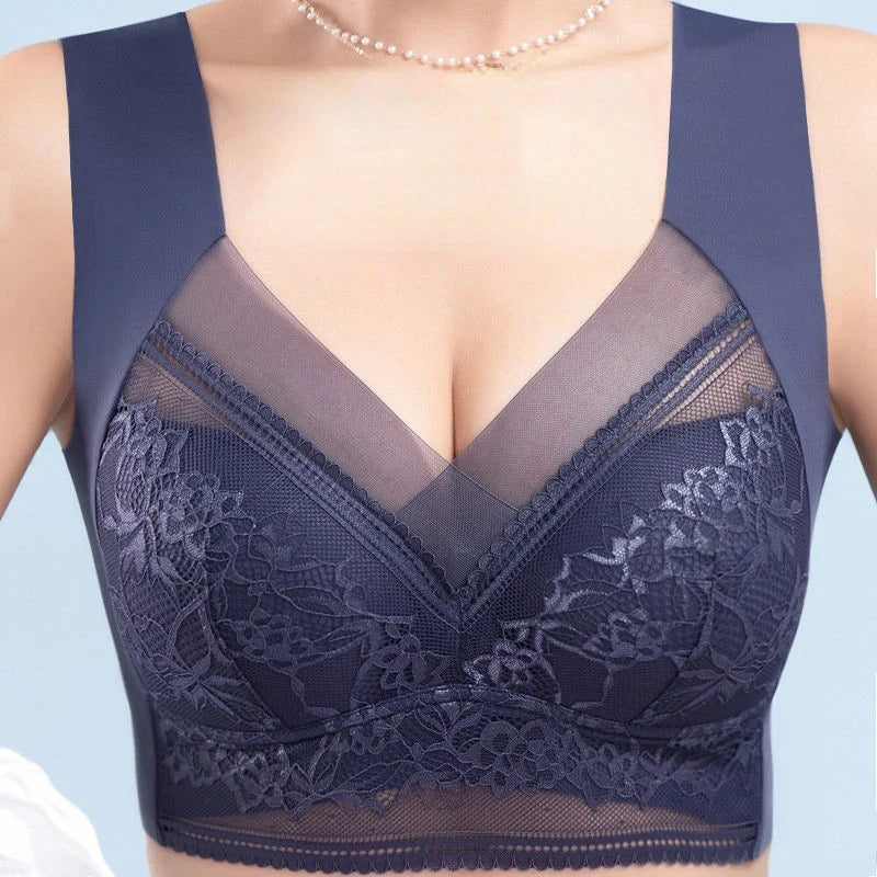 L-6L Women Large Bra Push Up Ice Silk Seamless