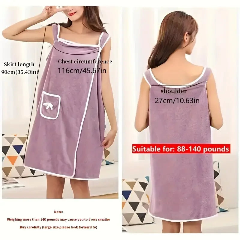 1pc Wearable Bath Towel Bowknot Coral Velvet Bath Skirt For Adults Water Absorption Quick Drying Bath Towel